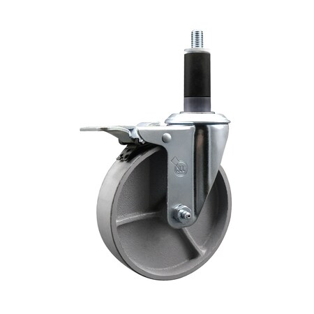 Service Caster 5'' Semi Steel Swivel 1-1/8'' Expanding Stem Caster Total Lock Brake SCC-EXTTL20S514-SSS-118
